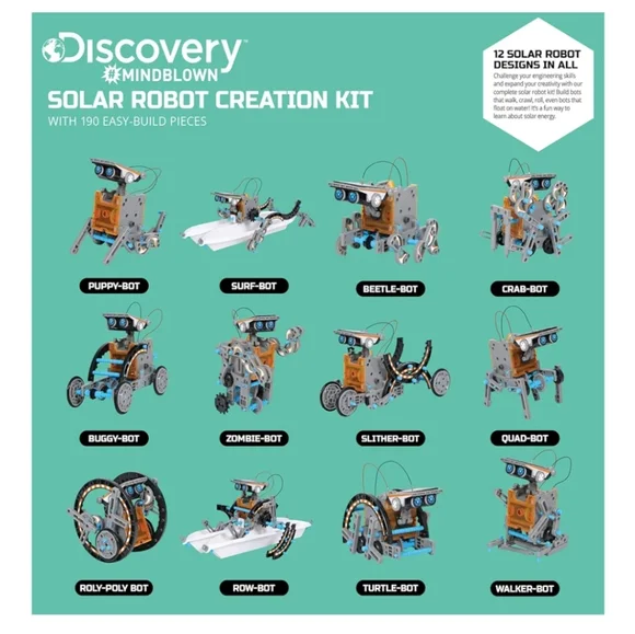 Discovery Kids #MINDBLOWN Solar Robot 12-in-1 Kit, 190-Piece STEM Creation Kit - Picture 2 of 10